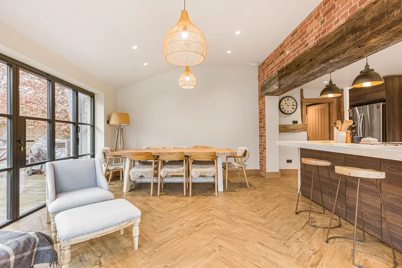 Dining space and kitchen within the Barn Conversion